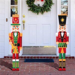 2 Pack Wooden Christmas Soldier Nutcracker Porch Decor 31.5 Inch